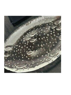 Craft Clear Seeded Glass Serving Dish with Raised Fish Pattern Oval 8" diameter